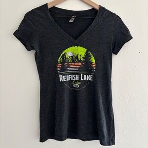 Redfish Lake Lodge Charcoal Tee with Vibrant Graphic